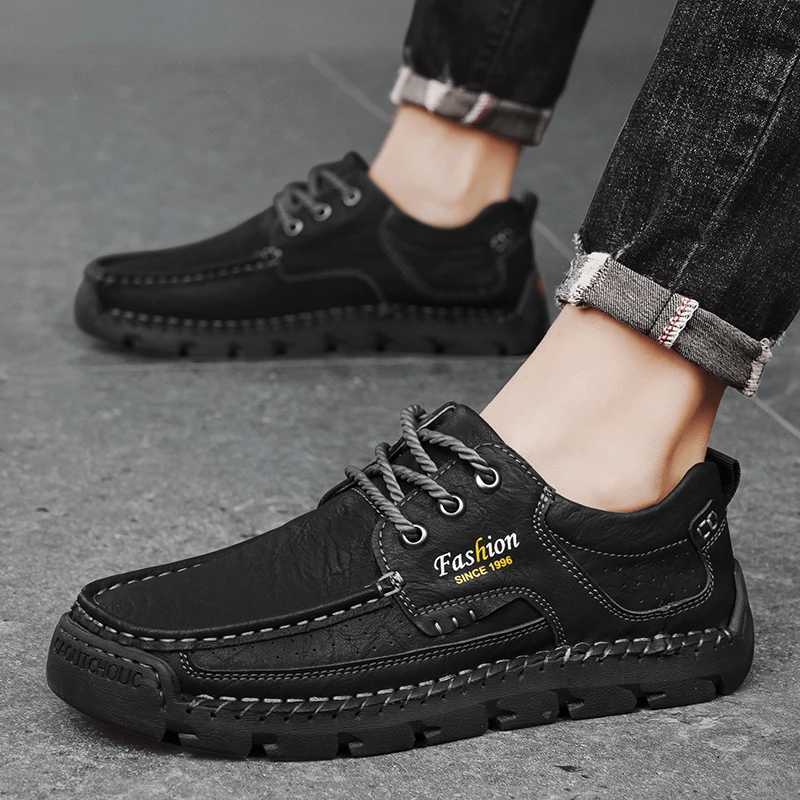 Handmade Mens Work Shoes Luxury Brand Leather Outdoor Casual Shoes for Men Dress Shoes High Quality Comfy Thick Bottom Shoes W250716