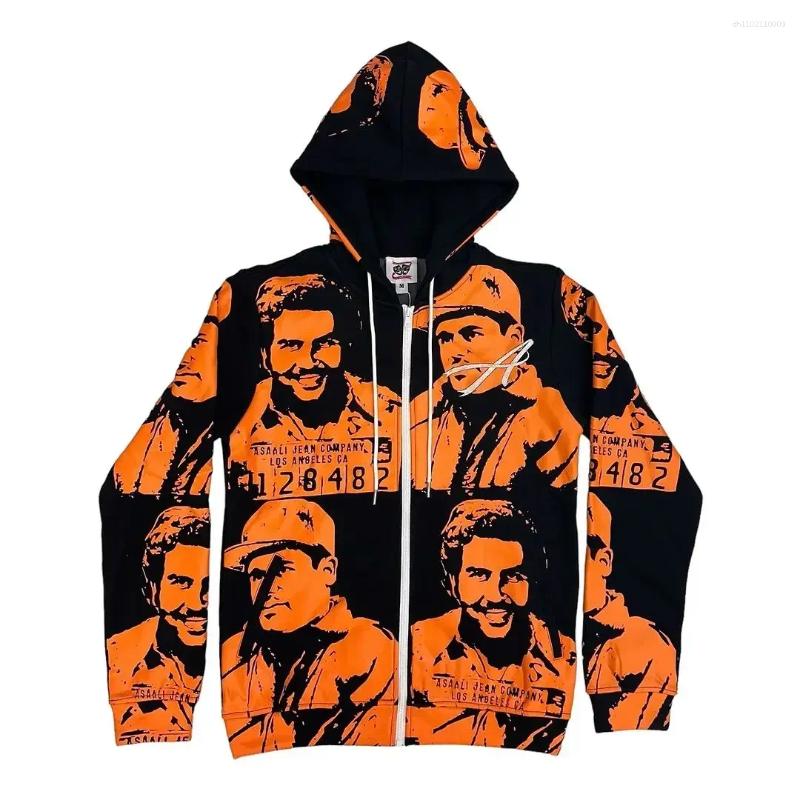 Men's Hoodies Gothic Retro Long Sleeved Printed Hoodie Harajuku Hip Hop Oversized Pattern Zipper Casual Sports High Quality