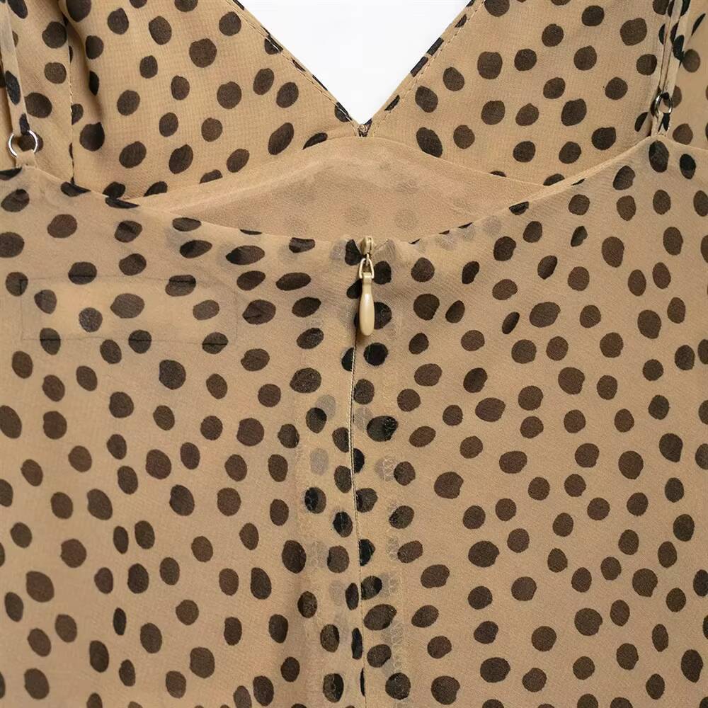 2025Polka dot sling three-dimensional decorative flower V-neck backless holiday style loose dress summer womens wear dongdumaoyi