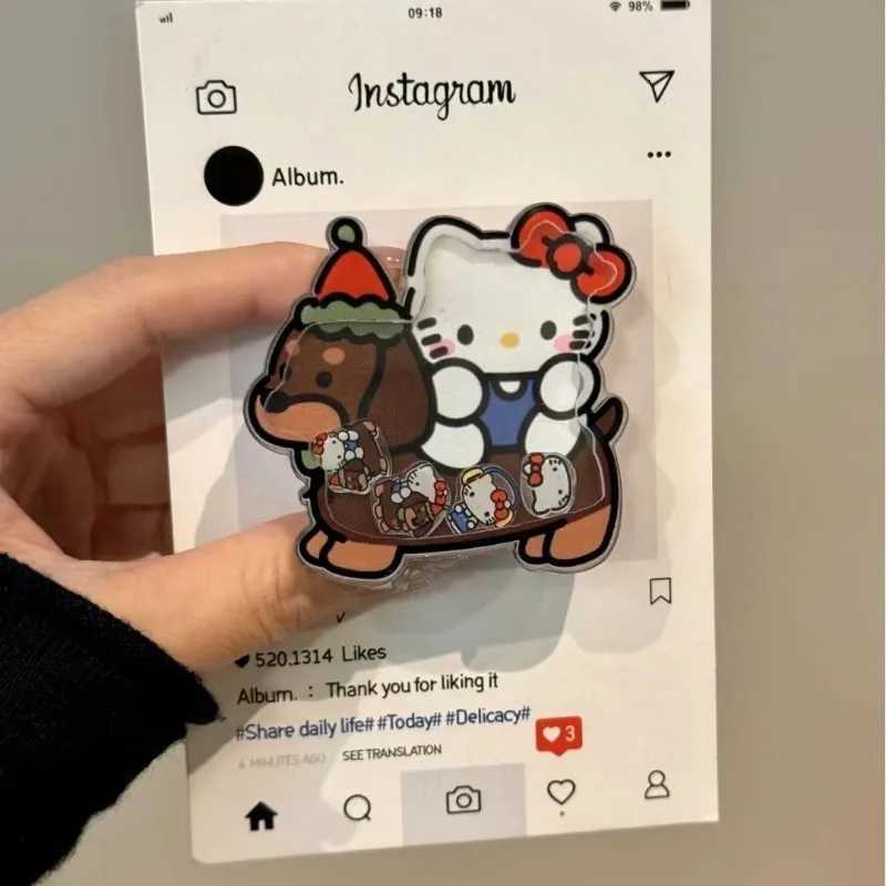 Sanrios Phone Accessories Anime Christmas Hello Kitty Paste Mobile Phone Holder Cartoon Portable Scalable Fashion Phone Giftw250716
