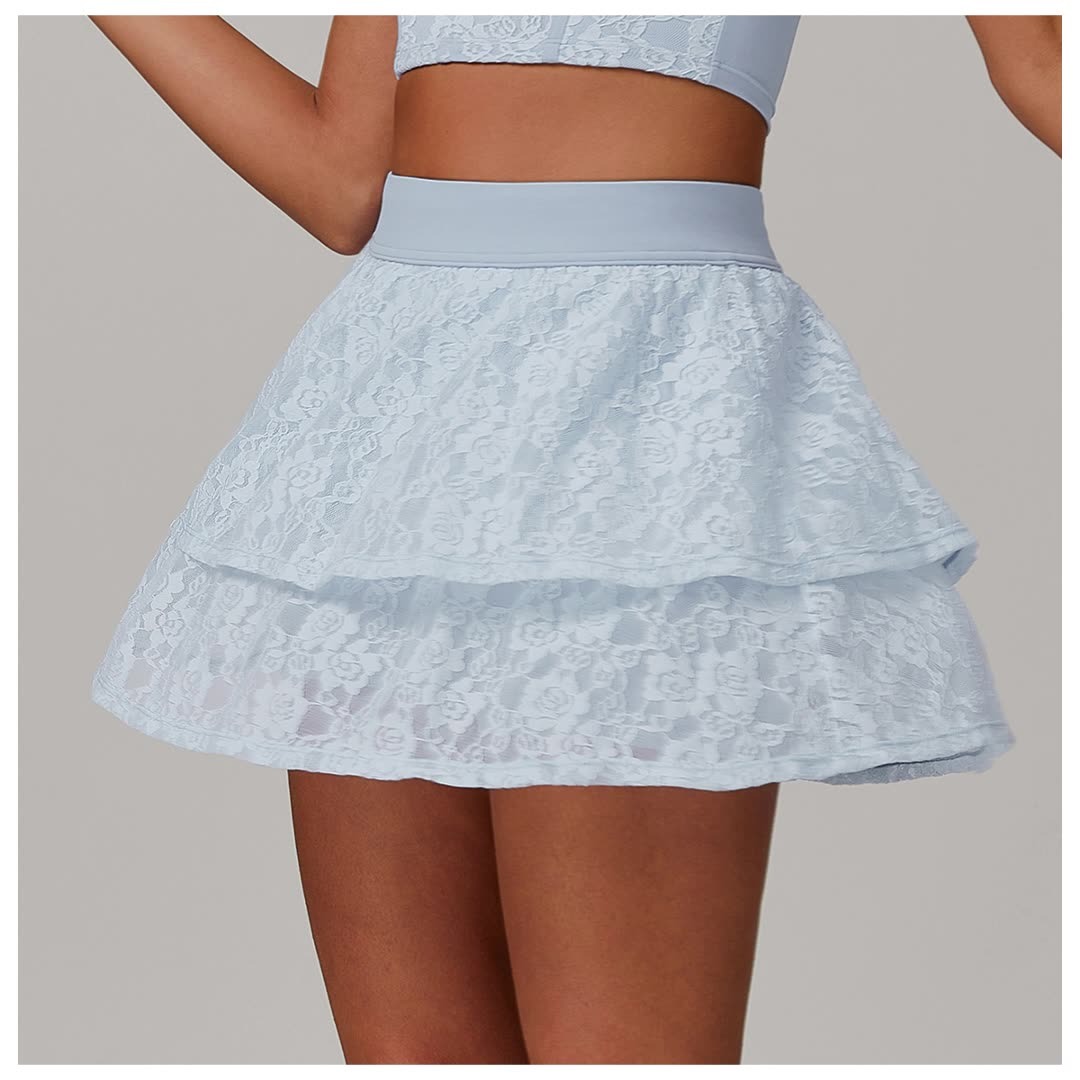 Naked feel Lace Yoga Short Skirt with Mesh Breathability for Running & Tennis lace skirt