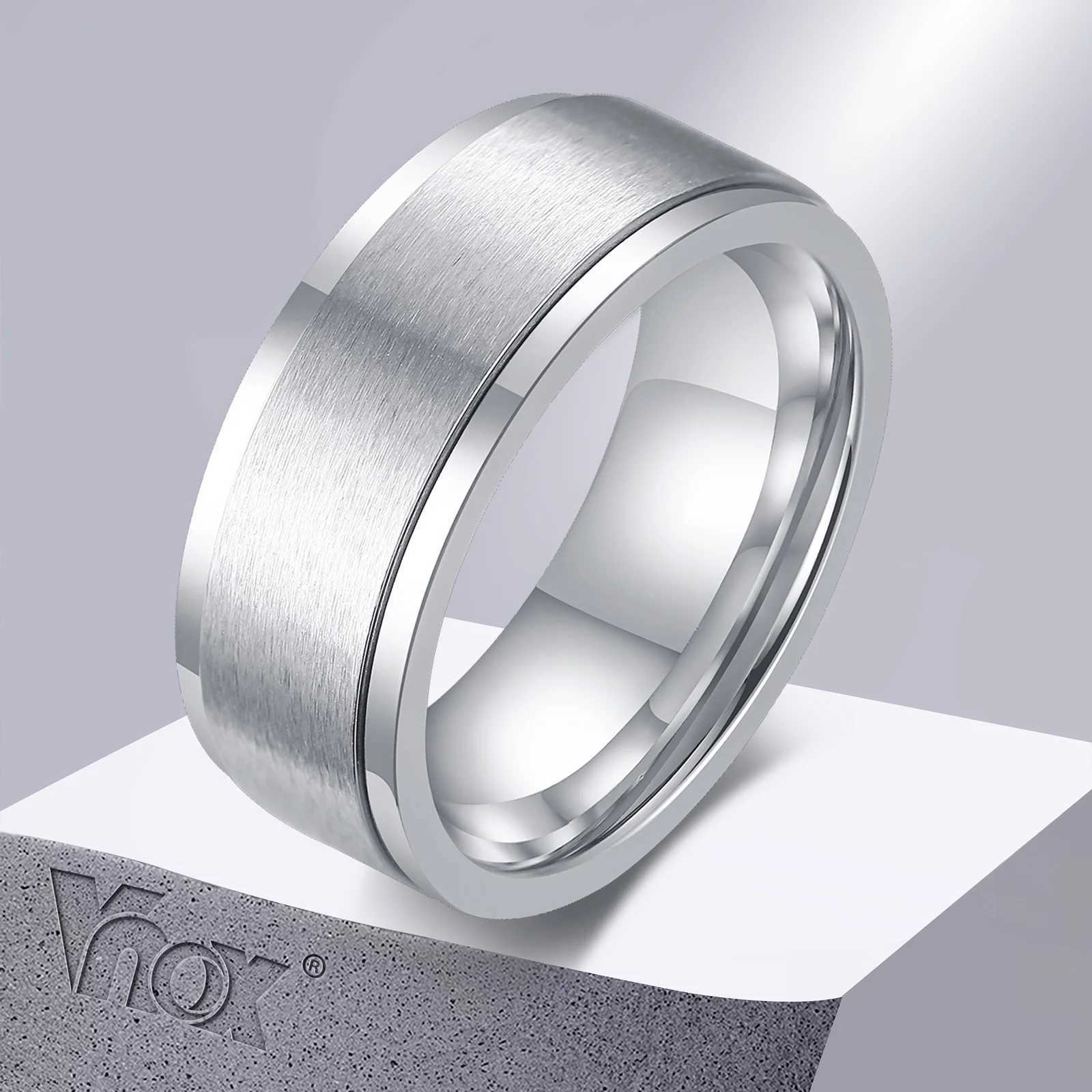 Vnox 6/8mm Spinner Ring for Men Stress Release Accessory Classic Stainless Steel Wedding Band Casual Viking Rune Sport Jewelry S250716