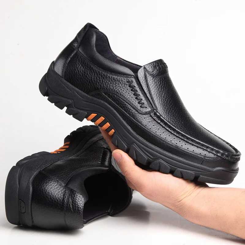 100% Genuine Leather Shoes Men Loafers Soft Cowhide Mens Casual Shoes Brand Male Footwear Black Brown Slip-on Thick Sole W250716