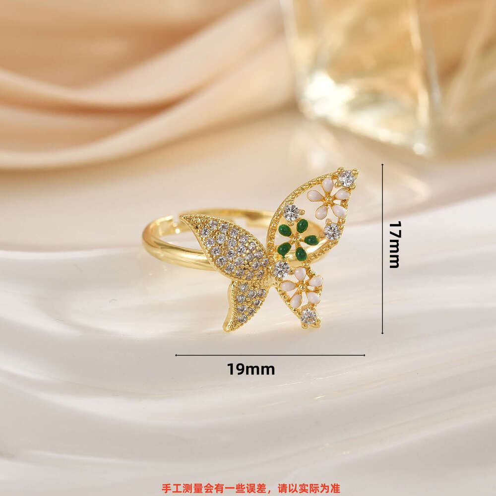 Niche Design Korean Style Personality High-End For Women Light Luxury Micro-Inlaid Zircon Open Ring Jewelry 6Ed