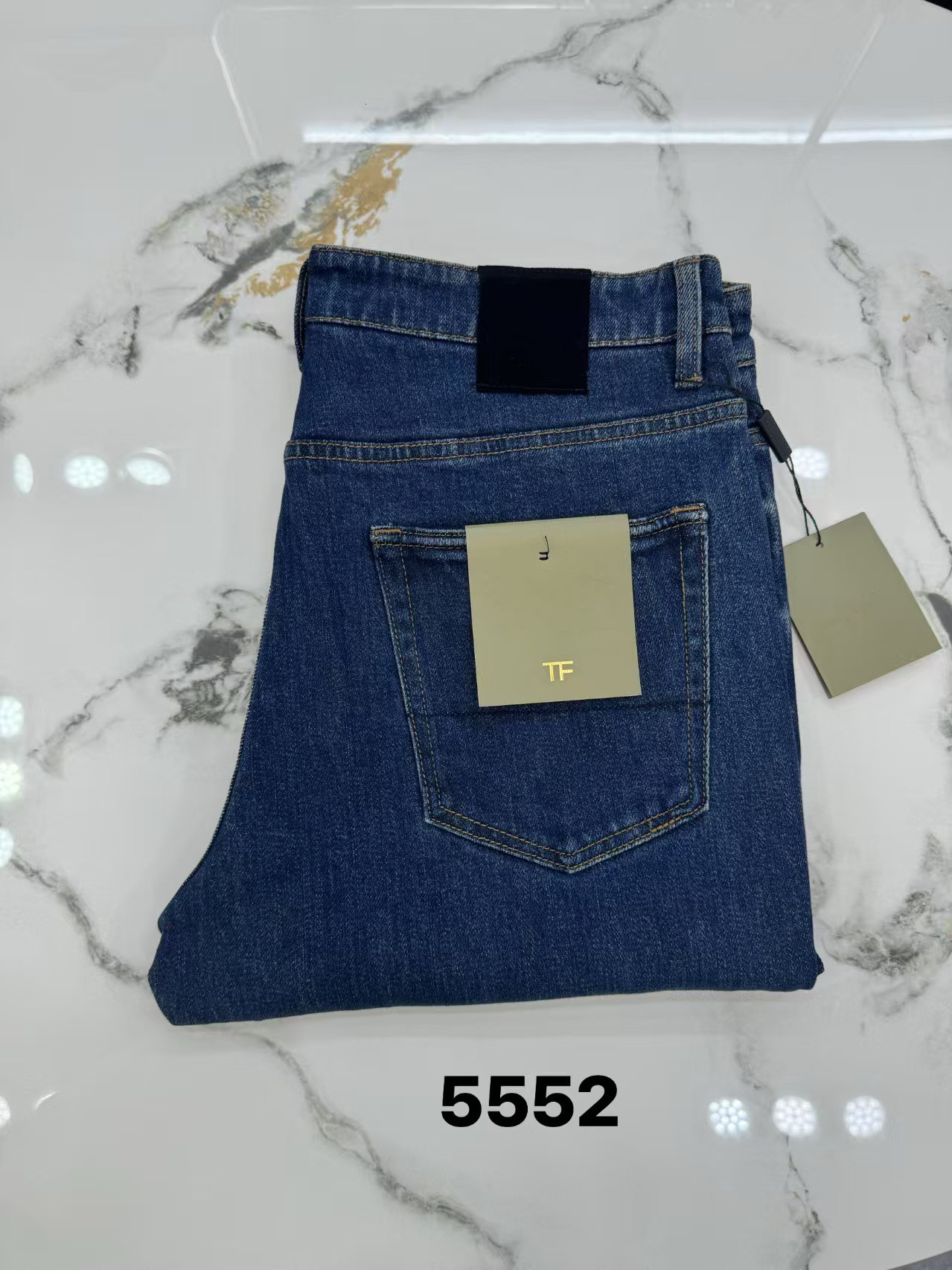 Mens Designer Tailored Jeans - Business Casual Luxury Retro Vintage Classic Long Trousers