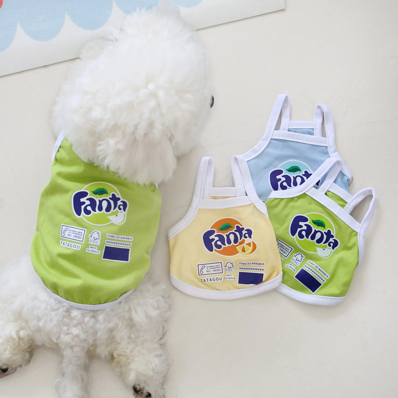 Summer SpringSummer Cat and Dog Clothes Thin Style WesternStyle Dopamine Fruit Soda Suspender Cute Vest Short Style 250711