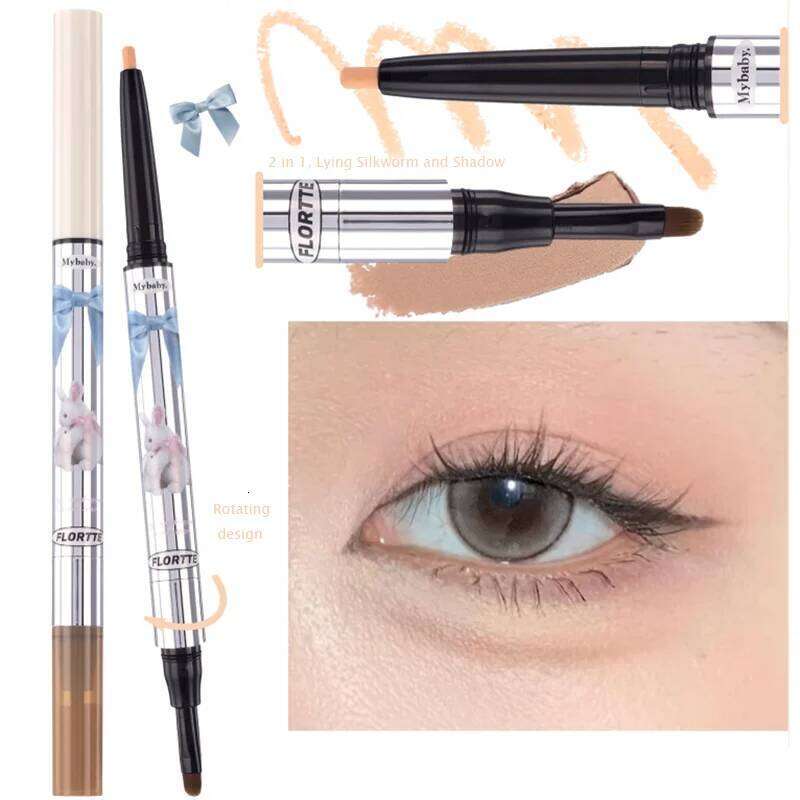 FLORTTE Double Head Horizontal Lying Silkworm Peng Shadow Pencil Matte Shimmer Eyeliner Gel Pen Highlights X250716