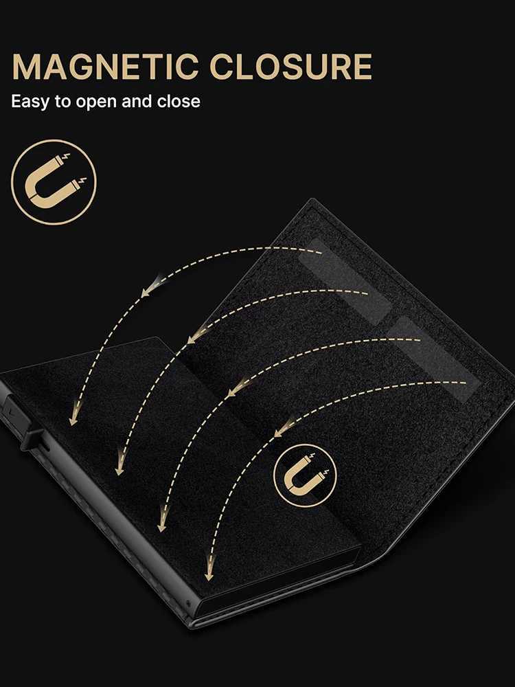 YATBEST Mens Card Bag With Air Tag Positioning Slot RFID Anti Theft Brush Ultra Thin Metal Wallet Clip S250716