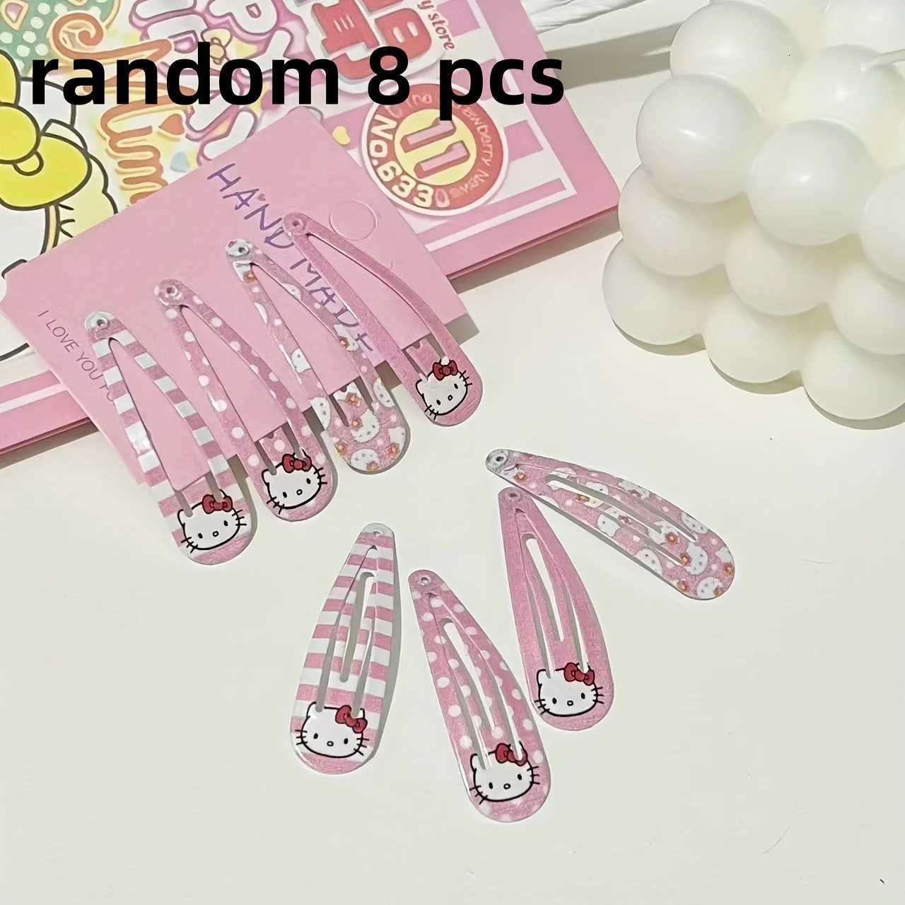 Sanrio 8 PCS Random Sanrio Hello Kitty Hair Clips Girl Hair Bangs Shredded Hair With Cute Hair Clips On Side Hair Accessory w250716