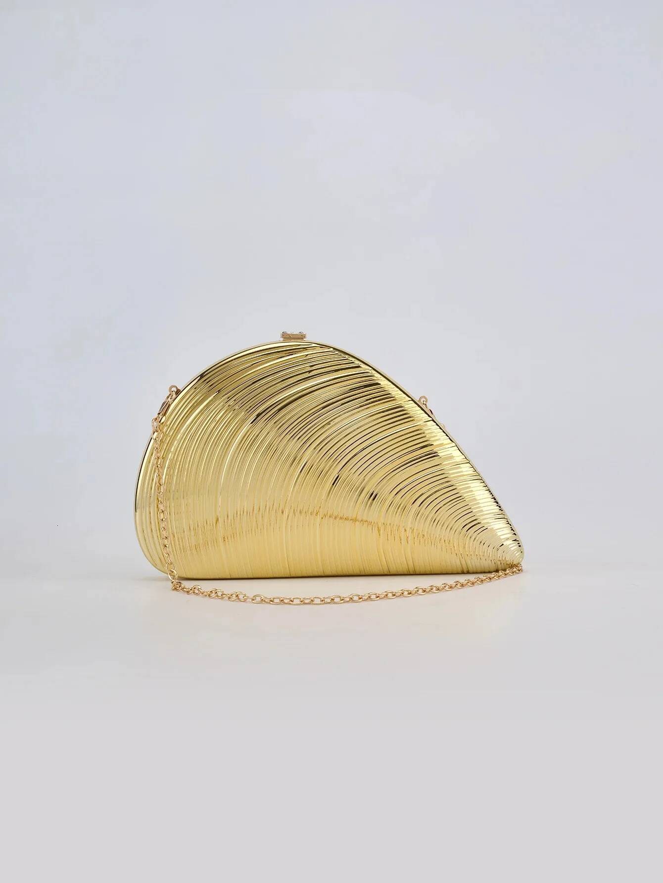 Retro Golden Sier Metal Large Shell Acrylic Bag New Banquet Party Hand All-Inclusive Women's Shoulder Crossbody Evening Bags