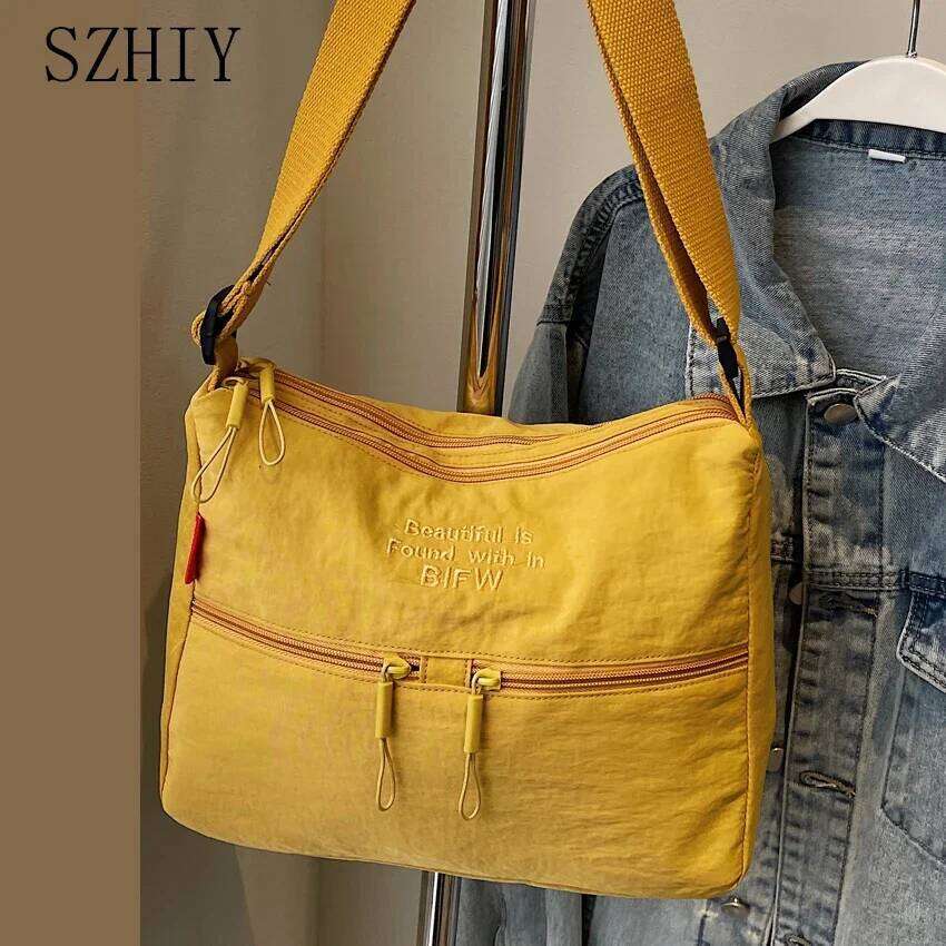 Washed Cloth Shoulder Fashionable Women Travel Multi Pocket Waterproof Diagonal Cross Bag Casual Soft School Sacoche
