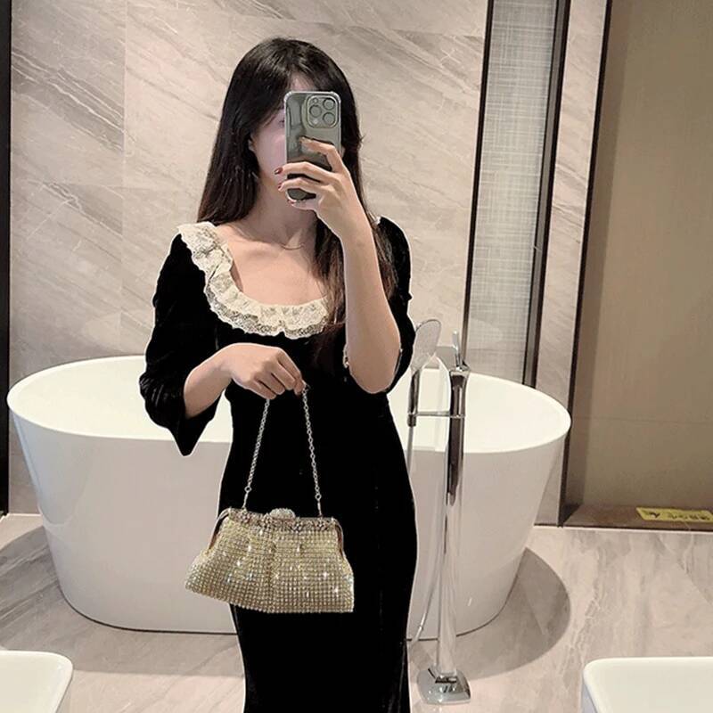 Rhinestone Evening Clutch Bag Wedding Bride Handbag Shiny Design Party Banquet Lady Portable Purse Sling Shoulder Bags