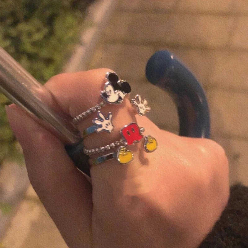 Disney Cute Disney Mickey Mouse Rings Simple Fashion Multi-Storey Mickey Adjustable Open Rings for Girls Women Jewelry Accessories Gifts W20250716
