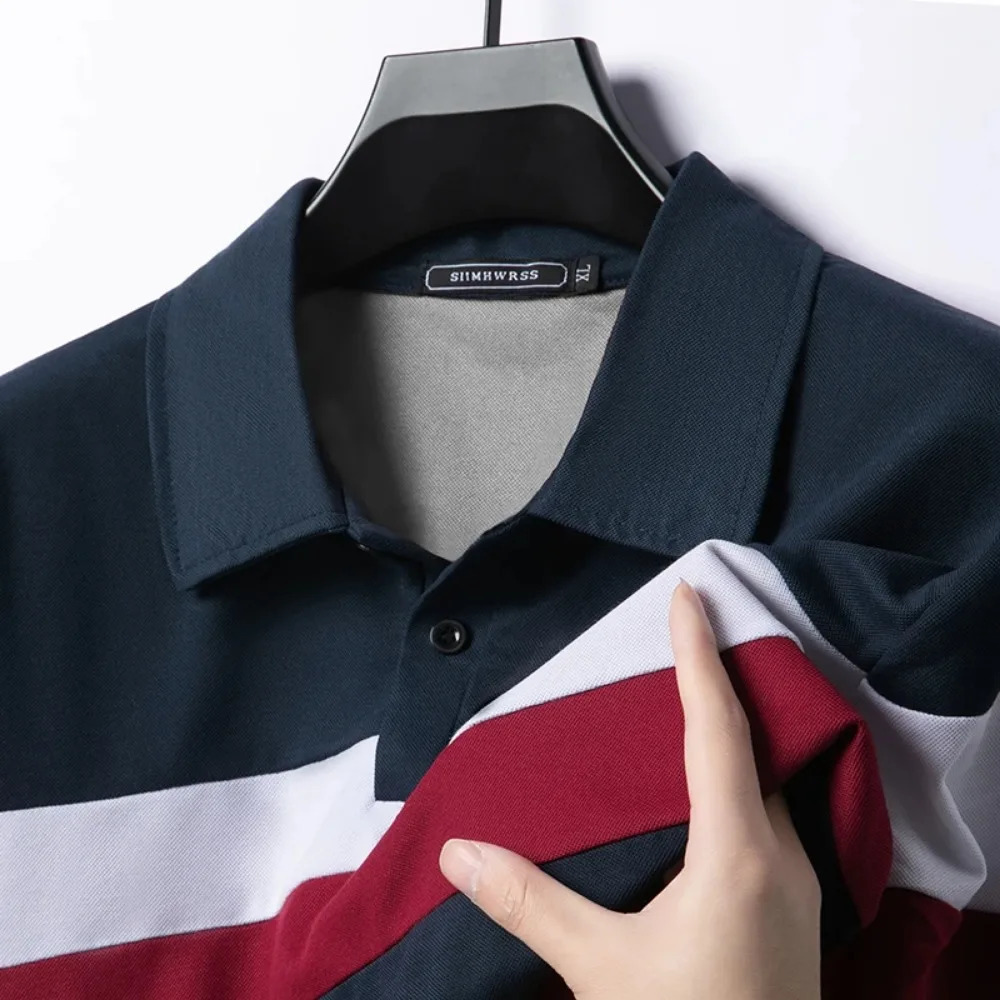 Polo Shirt Mens Polo Large T Shirts Stritching Long Sleeve Turn-down Collarshirts Business Tee Shirt Streetwear 250715