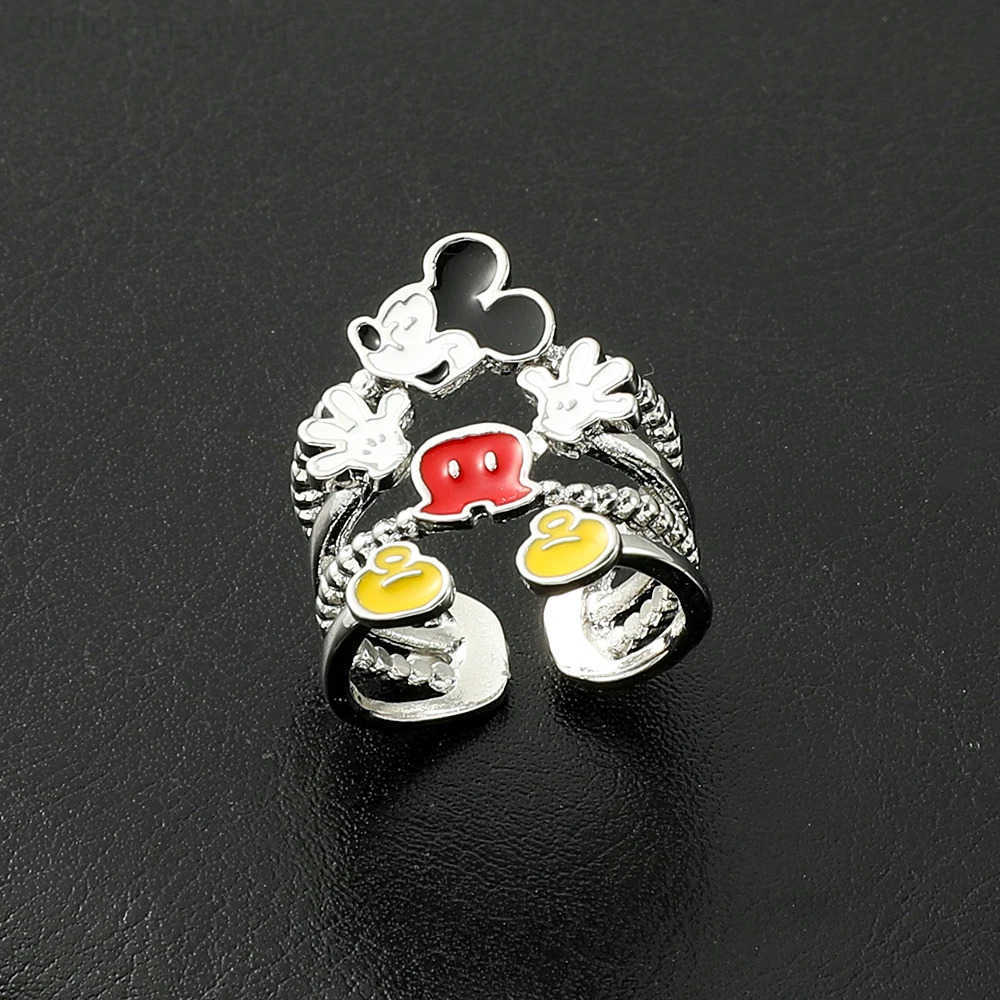 Disney Cute Disney Mickey Mouse Rings Simple Fashion Multi-Storey Mickey Adjustable Open Rings for Girls Women Jewelry Accessories Gifts W20250716