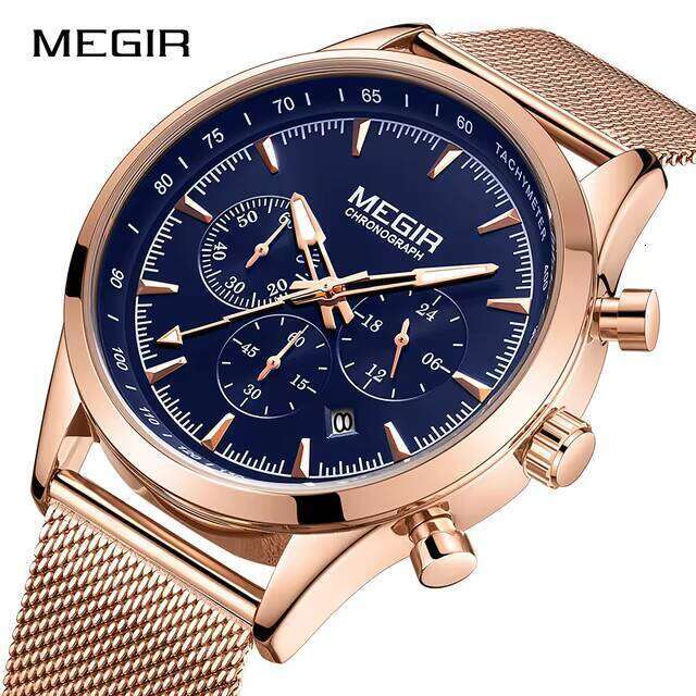 Ultra-Thin Men's Watch - 44mm Stainless Steel Chronograph with Luminous Hands & Date Display | Waterproof Dress Watch (5 Colors)