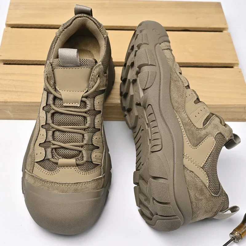 Non-Slip Outdoor Male Sneakers New Suede Leather Trekking Footwear for Men Casual Hiking Shoes Travel Climbing Camping Trainers W250716