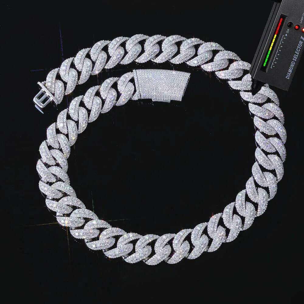 New Arrivals Miami Cuban Link Moissanite Diamond Necklace Iced Out 925 Sterling Silver 22MM VVS1 Cuban Chain
