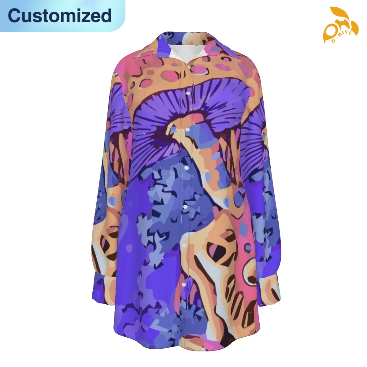 free shipping designer of customized soft full-body printed women's long shirt with exquisite patterns from US