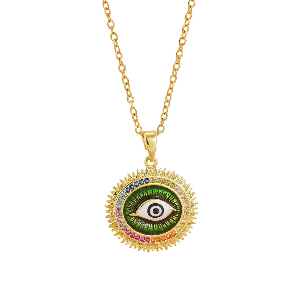 Non-Fading Turkish Blue Devil's Eye Titanium Steel Necklace Niche Collarbone Chain Copper Gold-Plated Pendant For Women 293