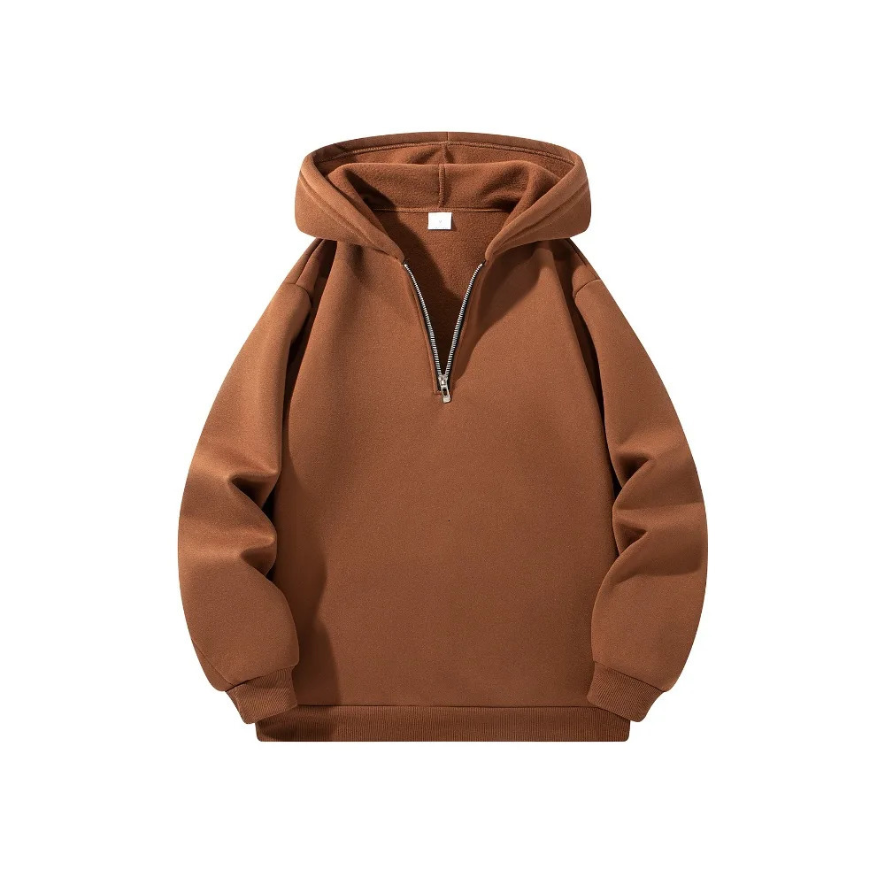 Mens Half Zipper Hooded Hoodies Solid Color Long Sleeve Sweatshirts Autumn Loose Sport Warm Sweats Fashion Casual Pullover 250716