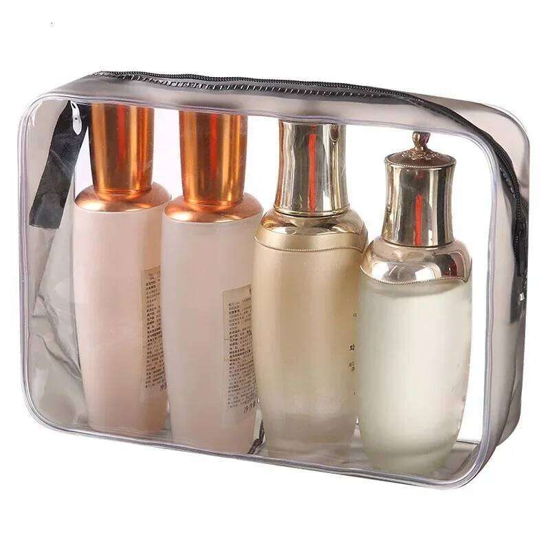 1PCS Travel Organizer Bath Toiletry Wash Storage Case Black Red Blue Zipper Clear Makeup Bags Pouch Women's Cosmetic Bag X250716