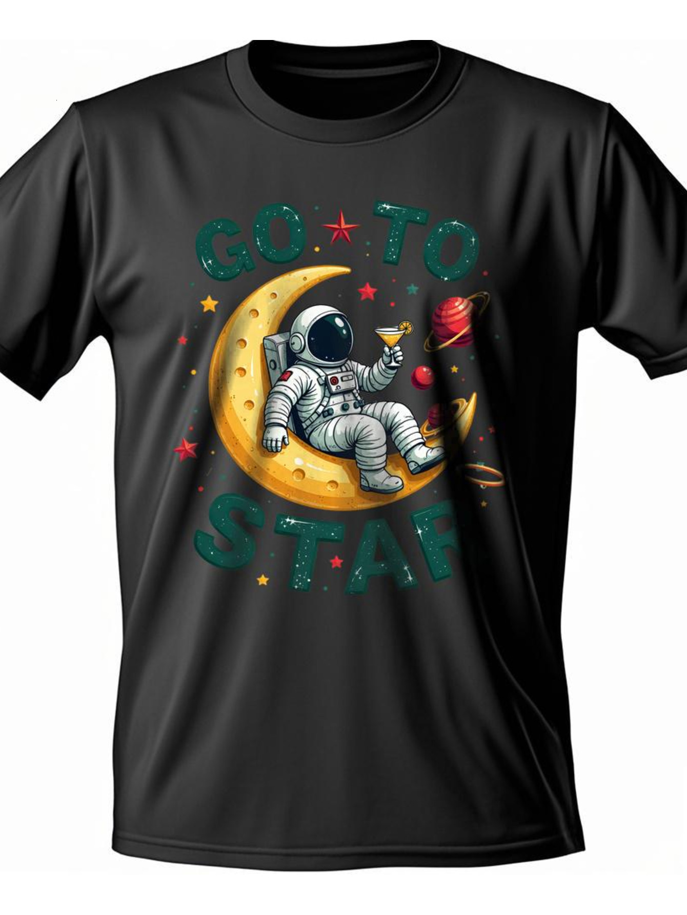 VogueEpoch black astronaut Short sleeve Round collar Men Adult Cotton T Shirts White S-3XL space 180g Wed 8d