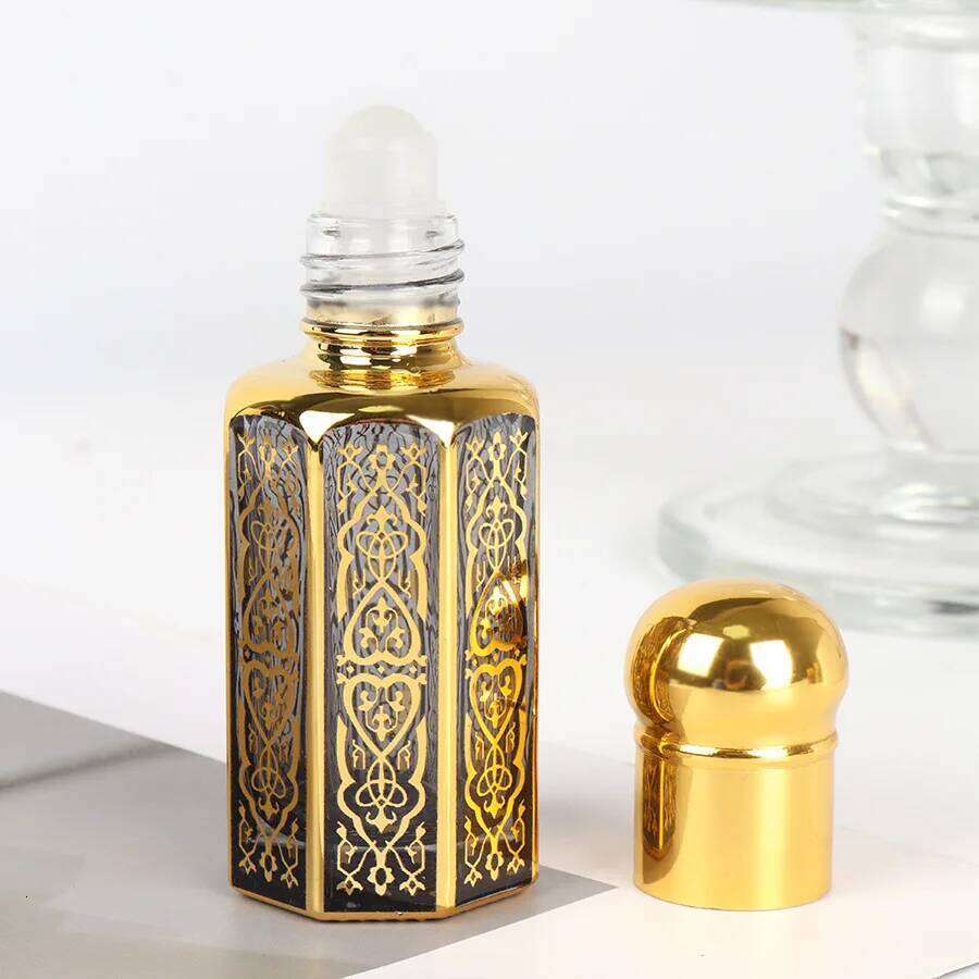 Perfume 3/6/12ML Portable Mini Gold Refillable Essential Oils Bottles Bronzing Liquid Containers Roll on Bottle X250716