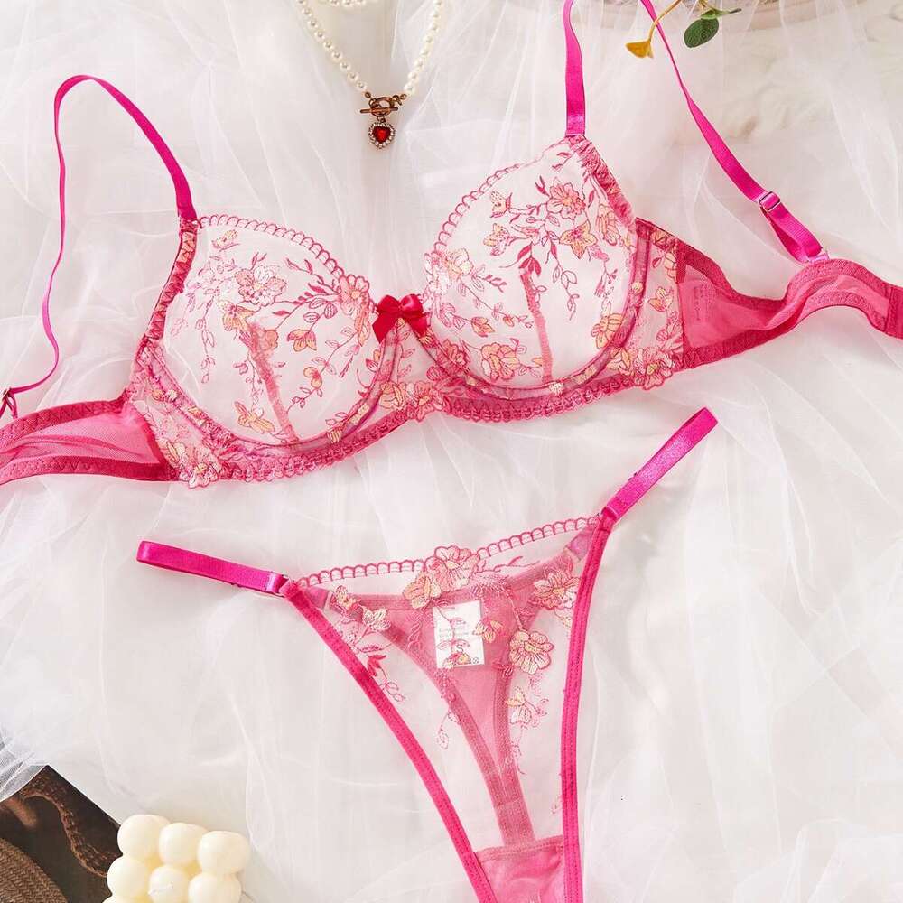Red Sexy Lingerie Set Lace Lingerie Sexy Underwear Sexy Women S Floral Embroidery Lingerie Bra Set