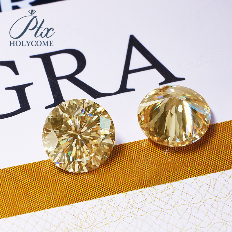 Round Nine Hearts One Flowers Cut Good Fire Original Color Champagne VVS1 Loose Synthetic Diamond Moissanite Stones for Jewelry Design