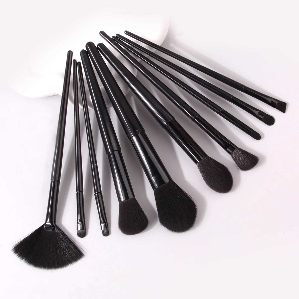 High-quality 10-piece soft bristle black makeup brush set foundation/blush/eyeshadow brushes daily beauty tools for beginners. XJ2500716