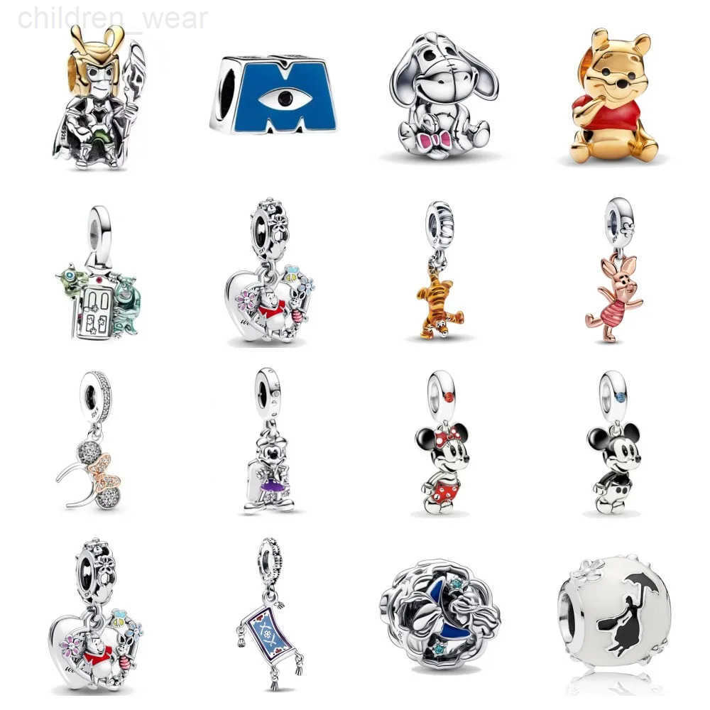 Disney 2023 New Fine Diy Bear Pendant Bead For Original European 925 Sterling Silver Plated Bracelet Necklace For Women Jewelry W20250716