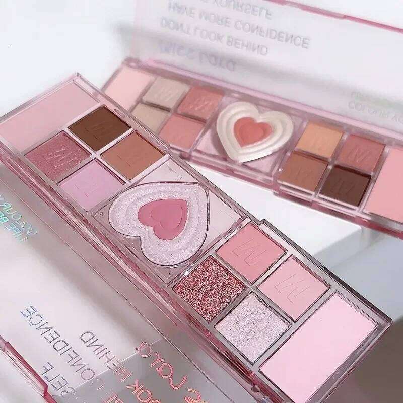 12Colors Love Heart Pink Eyeshadow Palette Natural Cool Tone Low Saturation Matte Eye Shadow Pallet Brown Korean Makeup Cosmetic X250
