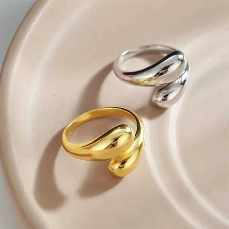 Stainless Steel Smooth Double Ball Beads Rings For Woman Open Gold Color Geometric Wedding Couple Rings Aesthetic Jewelry Gift S250716