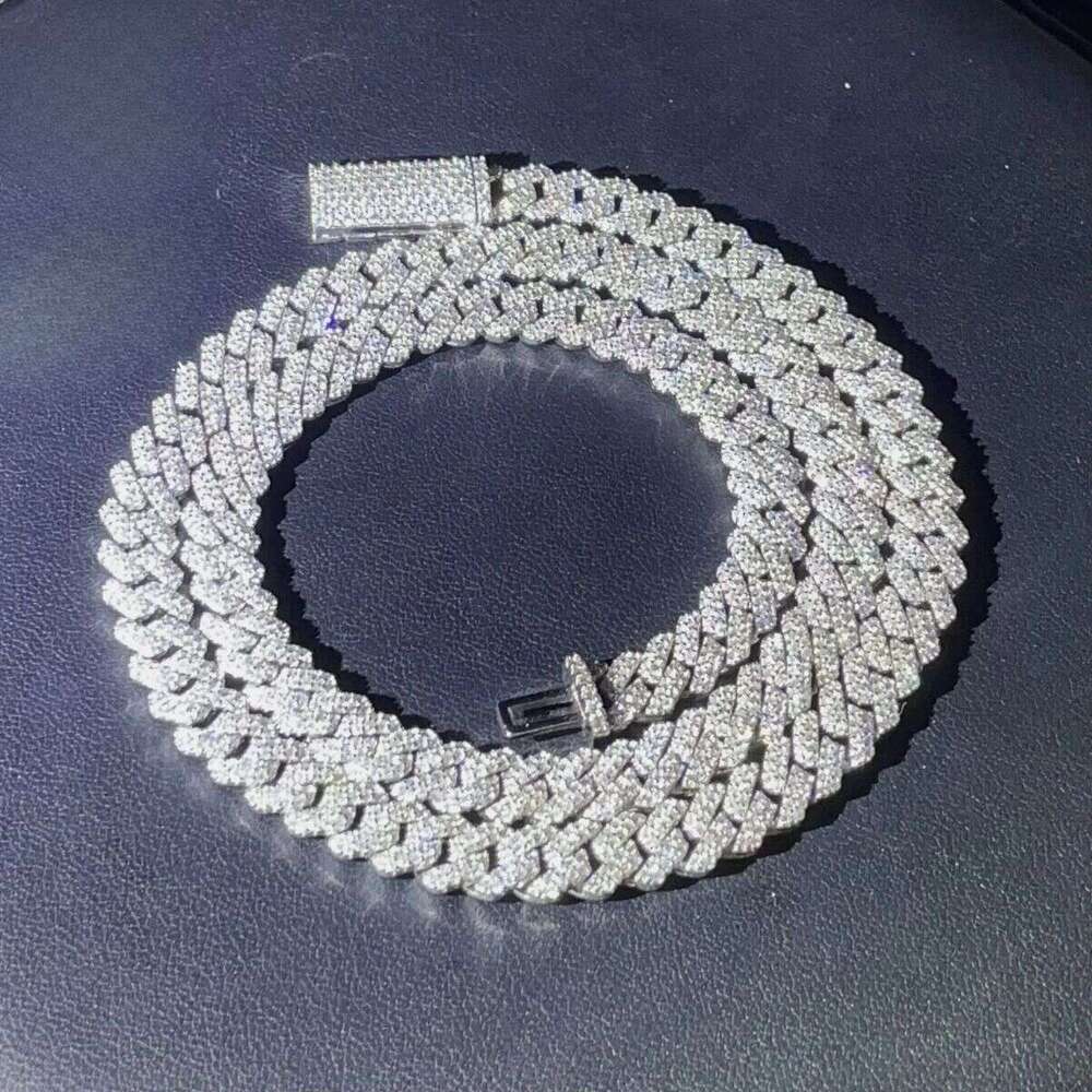 Pass 100% diamond testSterling Sier Moissanite with 8mm GRA Ice Out Cuban Chain and Rapper Necklace