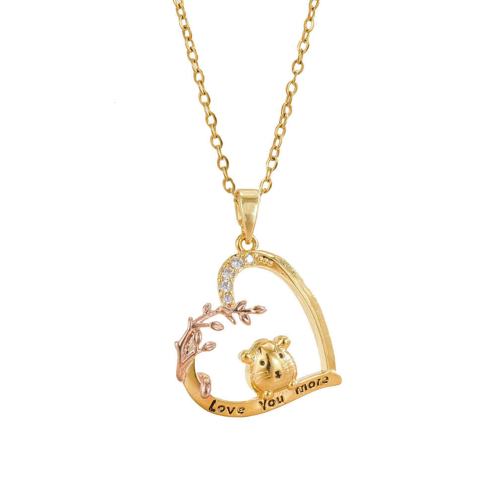 Fei Rong New Animal Necklace Design Cute Saber Guinea Pig Heart-Shaped Engraved Letter Pendant Collarbone Chain 87D