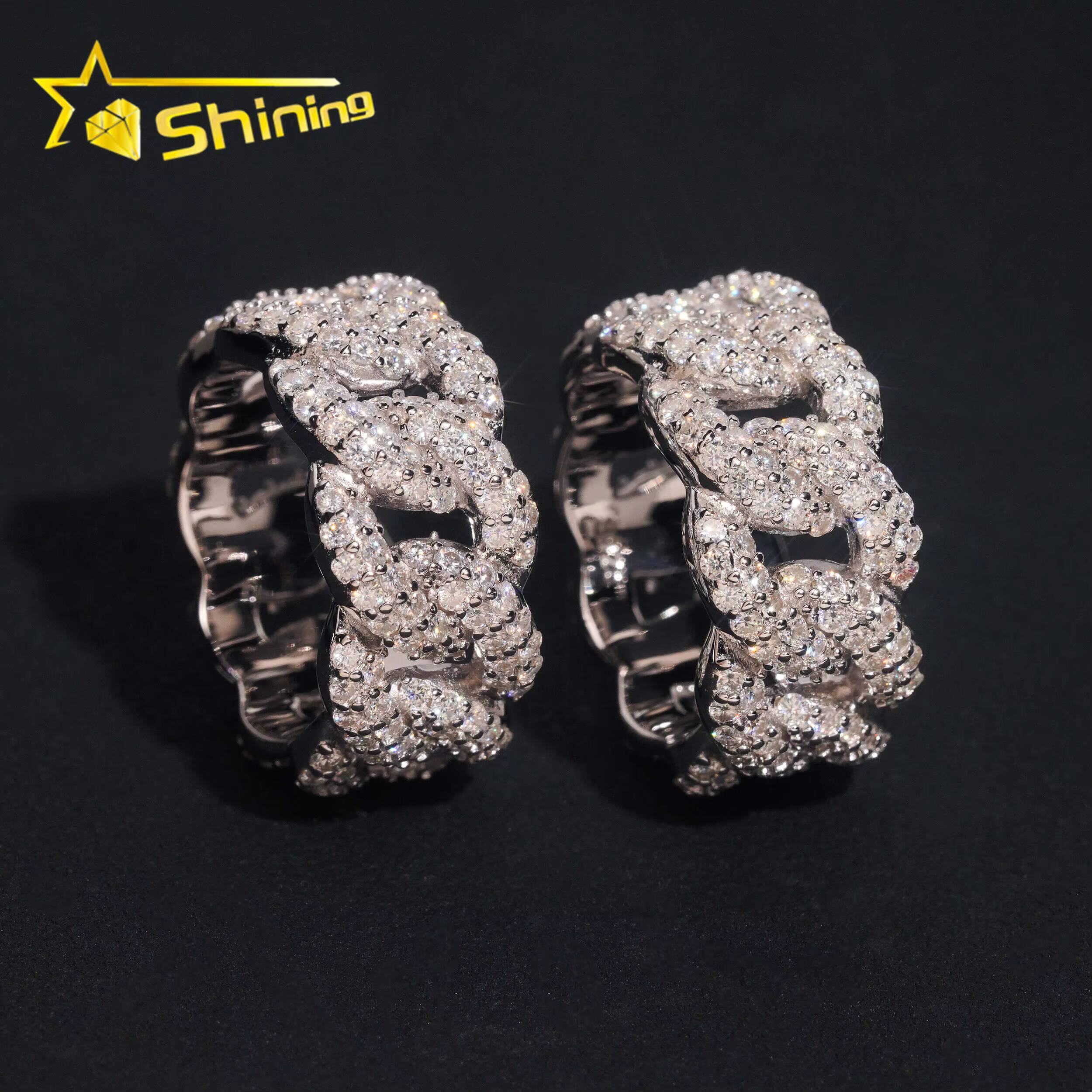 GRA Certificate Pass Diamond Tester High Quality 925 Silver Fine Jewelry Iced Out Hip Hop Ring Moissanite Cuban Ring
