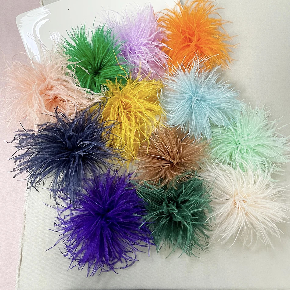 Fashion Vintage Big Natural Feather Ostrich Hair Brooch Hair Festival Party Dress Hats And Shoes Decoration Accessories 250712