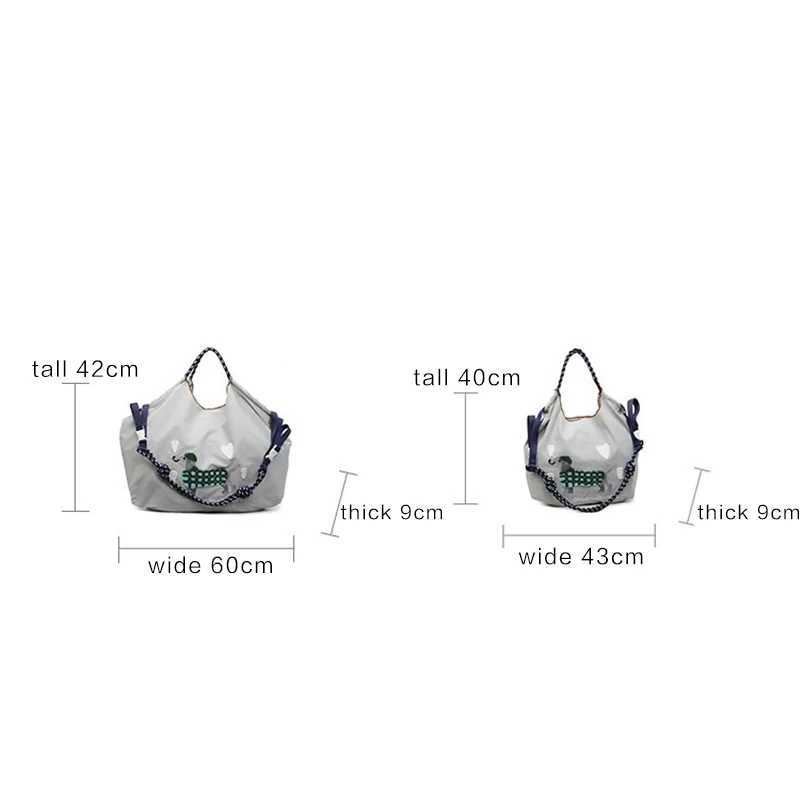 Japanese style shoulder bag with elongated puppy ball chain embroidery shopping bag and large capacity shoulder bag