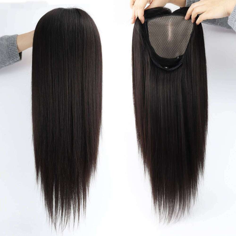 6"x6" Silk Top Natural Straight Reairgin European Human Hair Glueless Wig for Women Soft Breathable Elastic Net Fiber hair