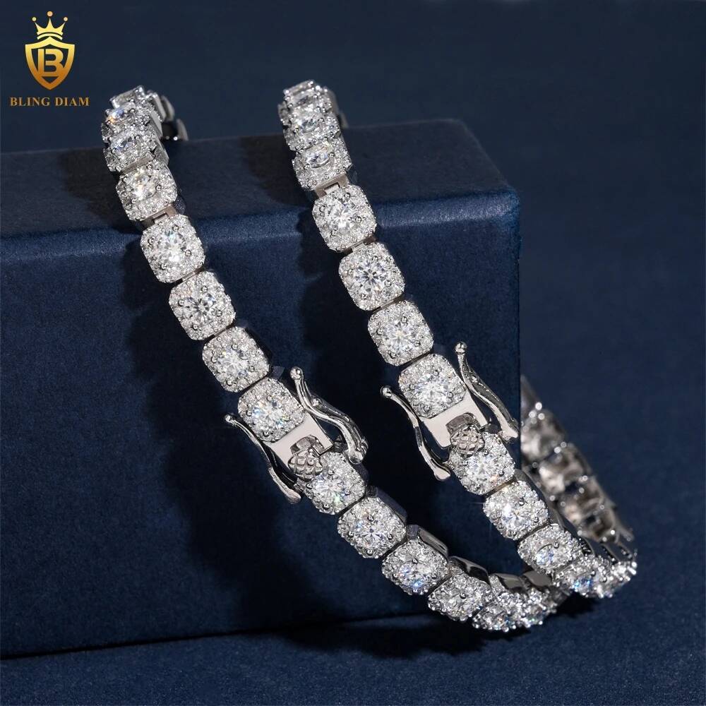 S925 Silver 6mm VVS Moissanite Tennis Chain Bracelet Hip Hop Jewelry With Certificate Fashion Gift