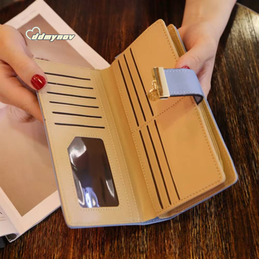 Womens PU Leather Long Wallet Large-capacity Multi-card Slots Handbag for Women Coin Purse Card Holders Clutch ddmynov