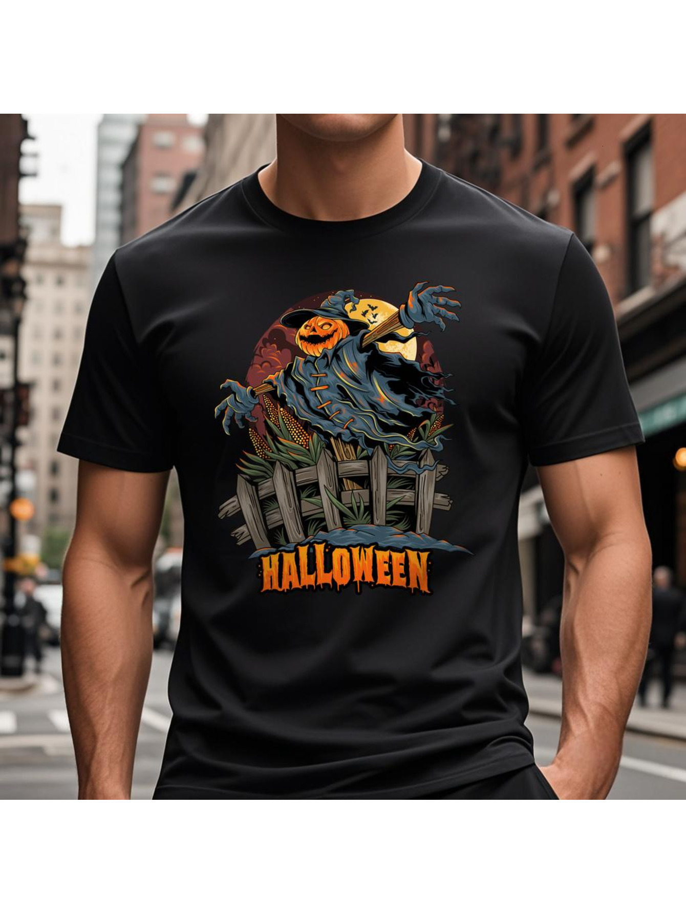 VogueEpoch Adult Men Short sleeve T Shirts black White Round collar Cotton Graphics 180g S-3XL Halloween Wed e4