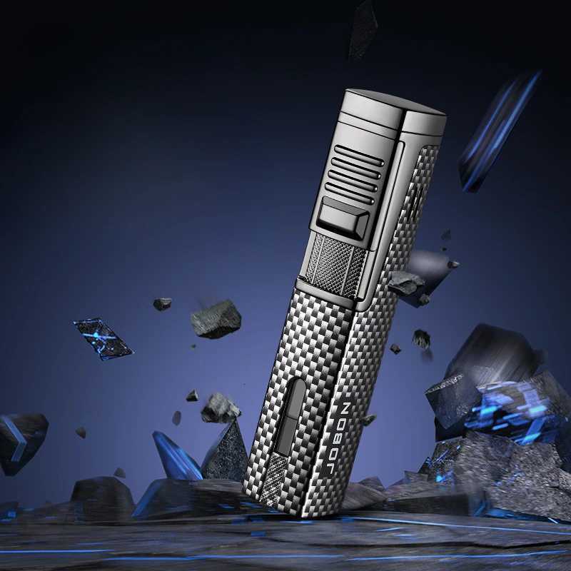JOBON Metal Windproof Direct Blue Flame Butane Gas Torch Lighter with Visible Gas Window Portable Cigar Lighters Smoking Gift for Men y250716