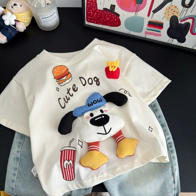 Children's short-sleeved T-shirt summer short-sleeved top baby cartoon T-shirt designer clothes comfortable soft children's clothes skin-fri