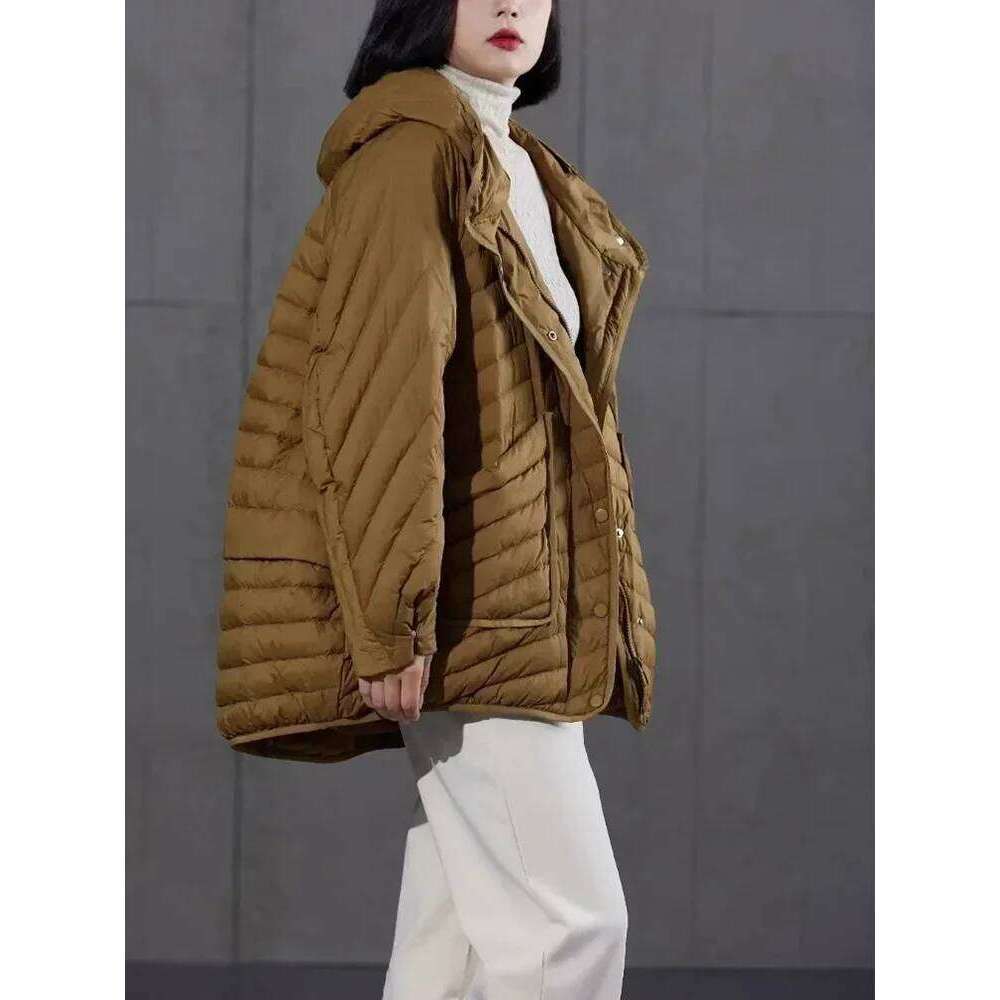 Lagabogy 2025 Winter Ultra Light Puffer Jacket Women 90% White Duck Down Coat Loose Hooded Casual Parkas Windproof Basic Outwear MDNG