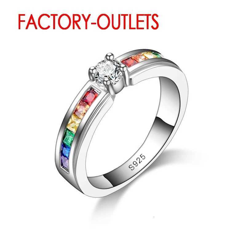 925 Sterling Silver Ring Fashion Jewelry Colourful Cubic Zirconia Tension Setting Women Girls Party Engagement Wholesale S250716