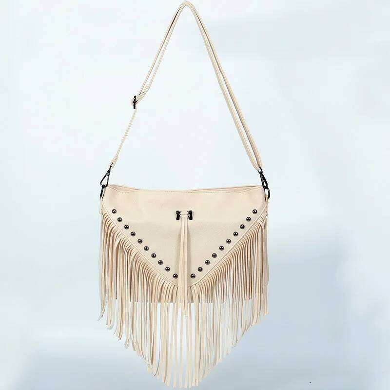 Soft Leather Trendy Casual Rivet Tassel Single Shoulder Crossbody Women's Large Bag
