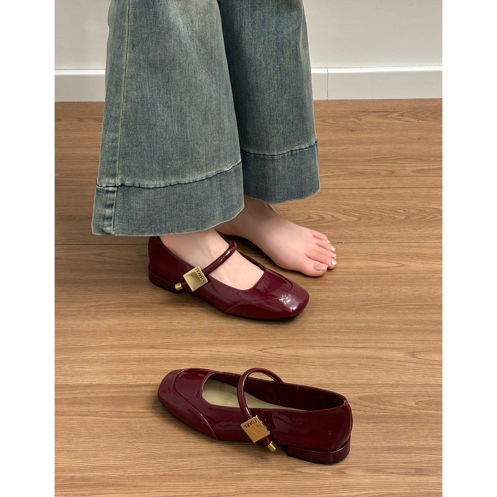 Sheepskin Version ~ Genuine Red Mary Jane for Women New French Style Shallow Mouth Versatile Evening Single Small Leather Shoes ddmysaturn
