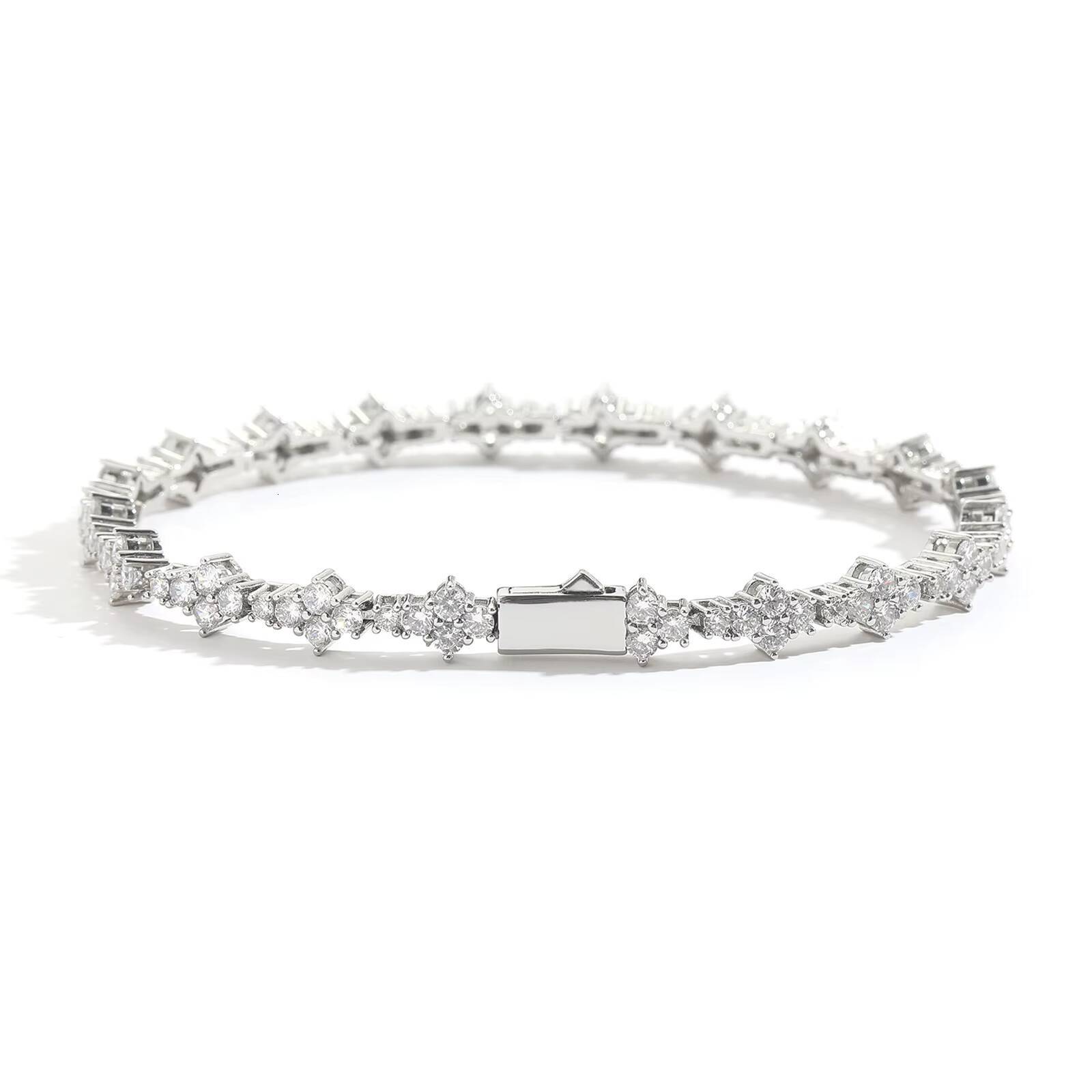 European and American Plum Blossom Tennis Chain Mens Trendy Spring Hip-Hop Bracelet with Zircon Fashion Jewelry